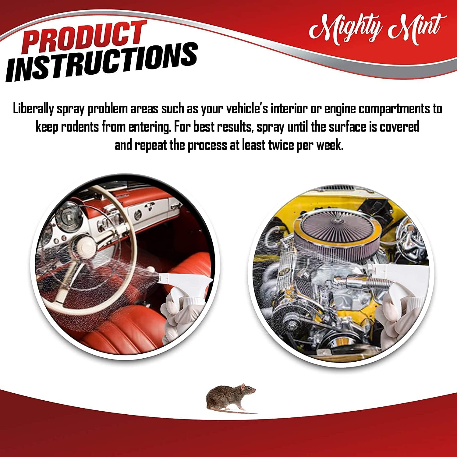 Detalle 1 de Mighty Mint Peppermint Oil Vehicle Rodent Repellent Spray, 16 oz