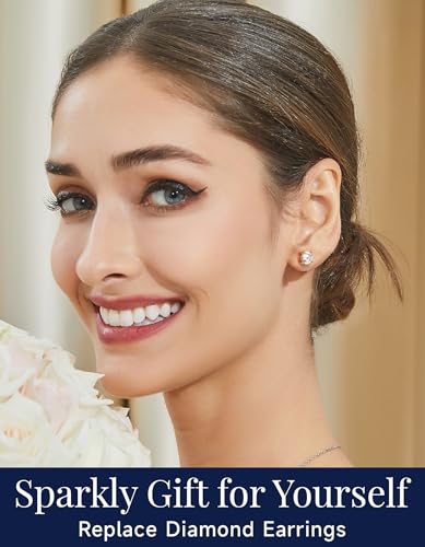 Detalle 2 de MomentWish Moissanita Pendientes Oro Rosa Mujer 3 Quilates – Plata de Ley 925, Hipoalergénicos