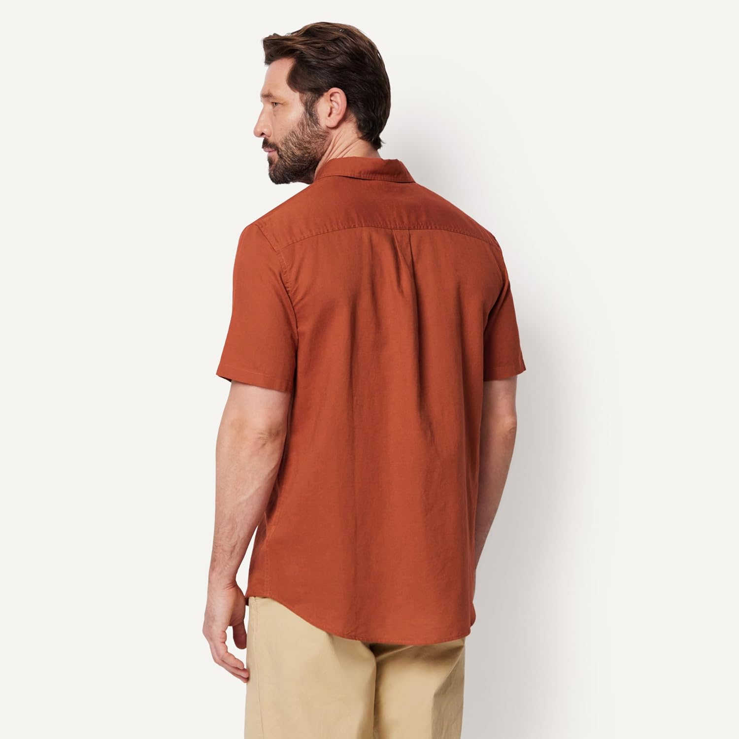 Detalle de Amazon Essentials Men's Regular-Fit Short-Sleeve Linen Shirt