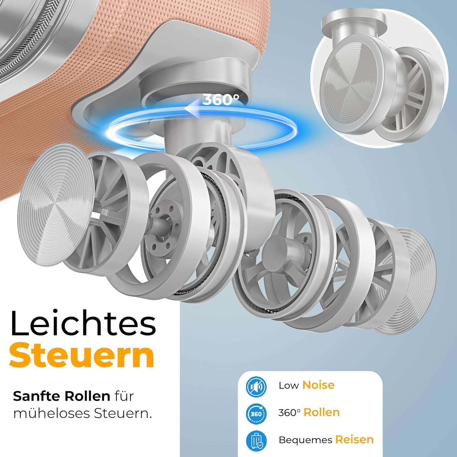 Detalle de KESSER Reisekoffer 84L – ABS Hartschale, 360° Rollen, Zahlenschloss & integrierte Extras