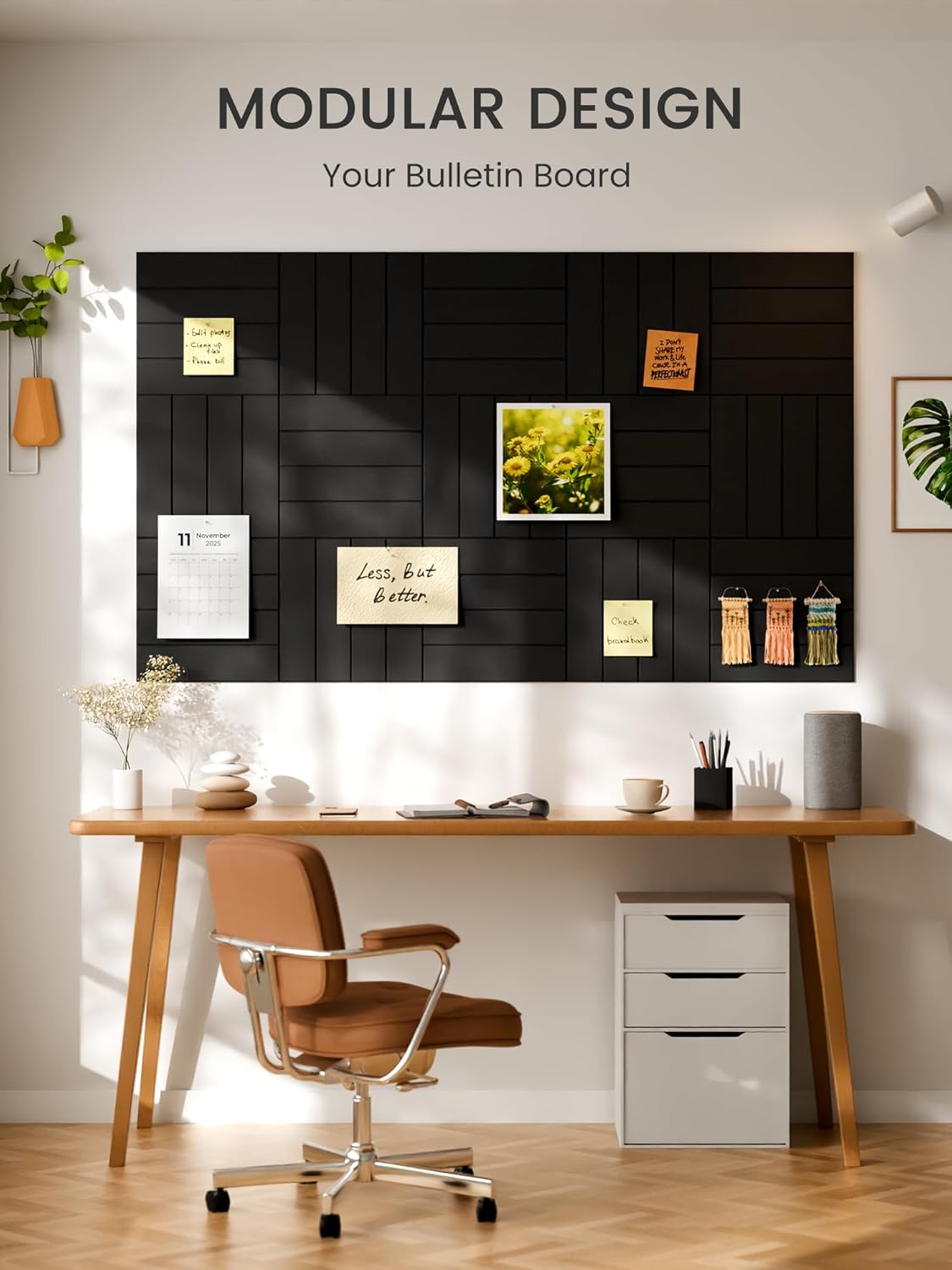 Thumbnail 5 de Bumusty 48 x 36" felt bulletin board tiles (12-pack) with pushpins and adhesive tabs