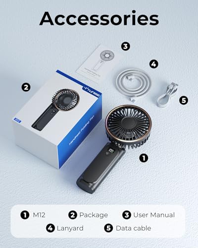 Thumbnail 7 de TUNISE Handheld Fan Rechargeable: Portable 4000mAh Fan with LED Display and 6 Speeds