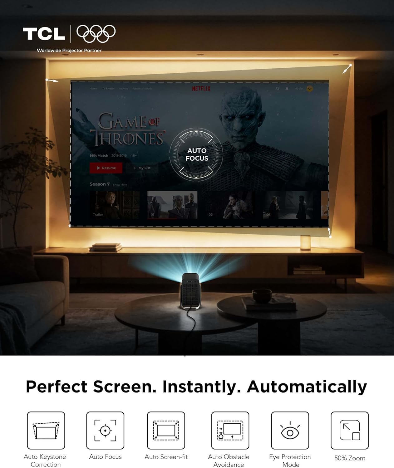 Thumbnail 5 de TCL C1 Smart Projector (Portable Mini, Native 1080p) with Google TV, Dolby Audio, Wi‑Fi & Bluetooth
