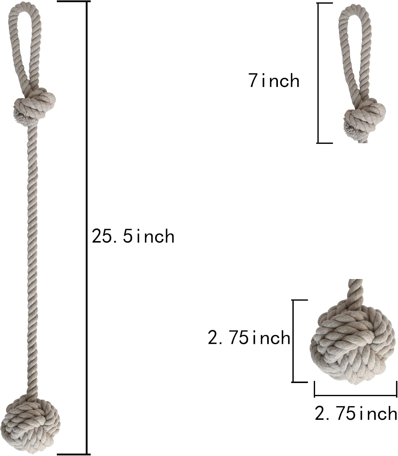 Thumbnail 4 de OCIOLI C-1 gordijnbinders, grijs, handgeweven met grote bol, set van 2
