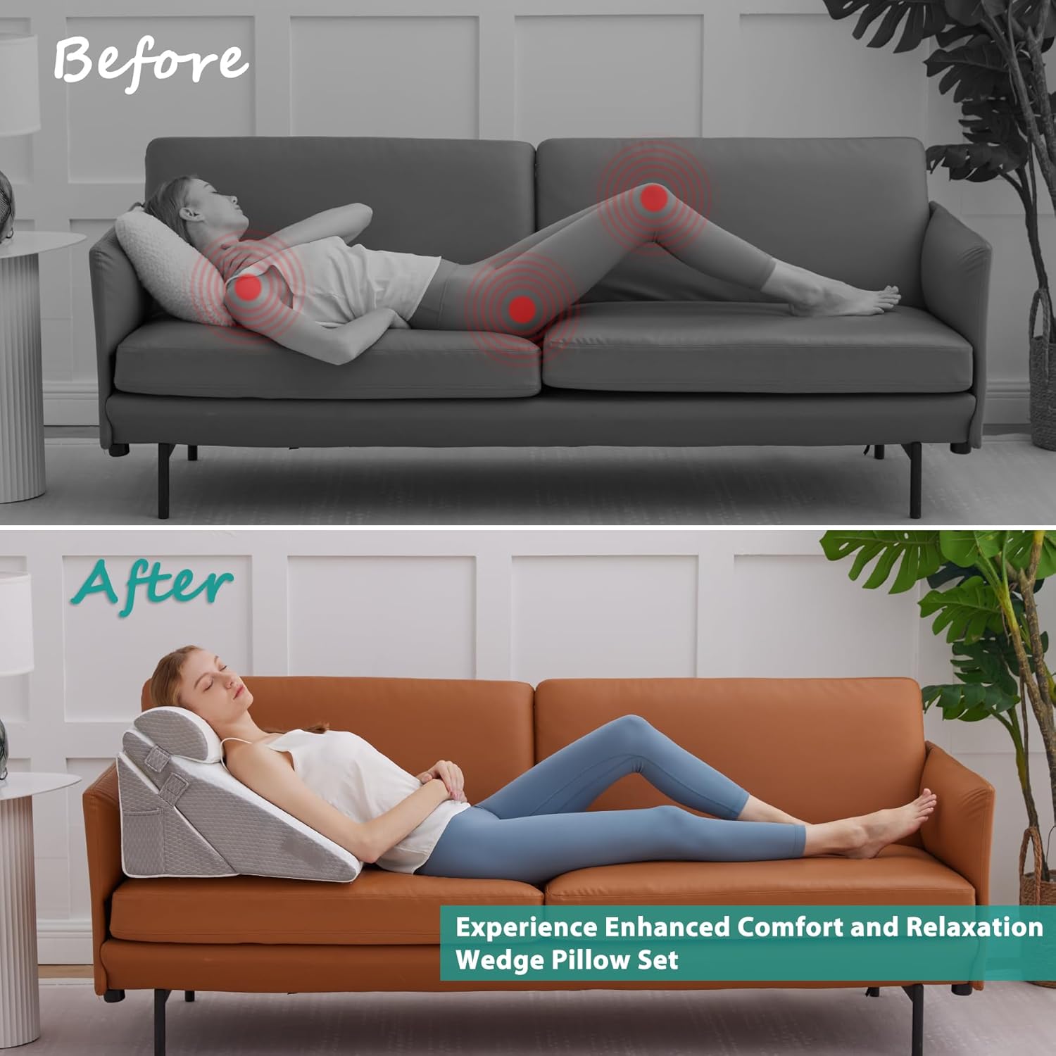 Thumbnail 4 de Bedluxe Wedge Pillow Headboard 3-piece wedge