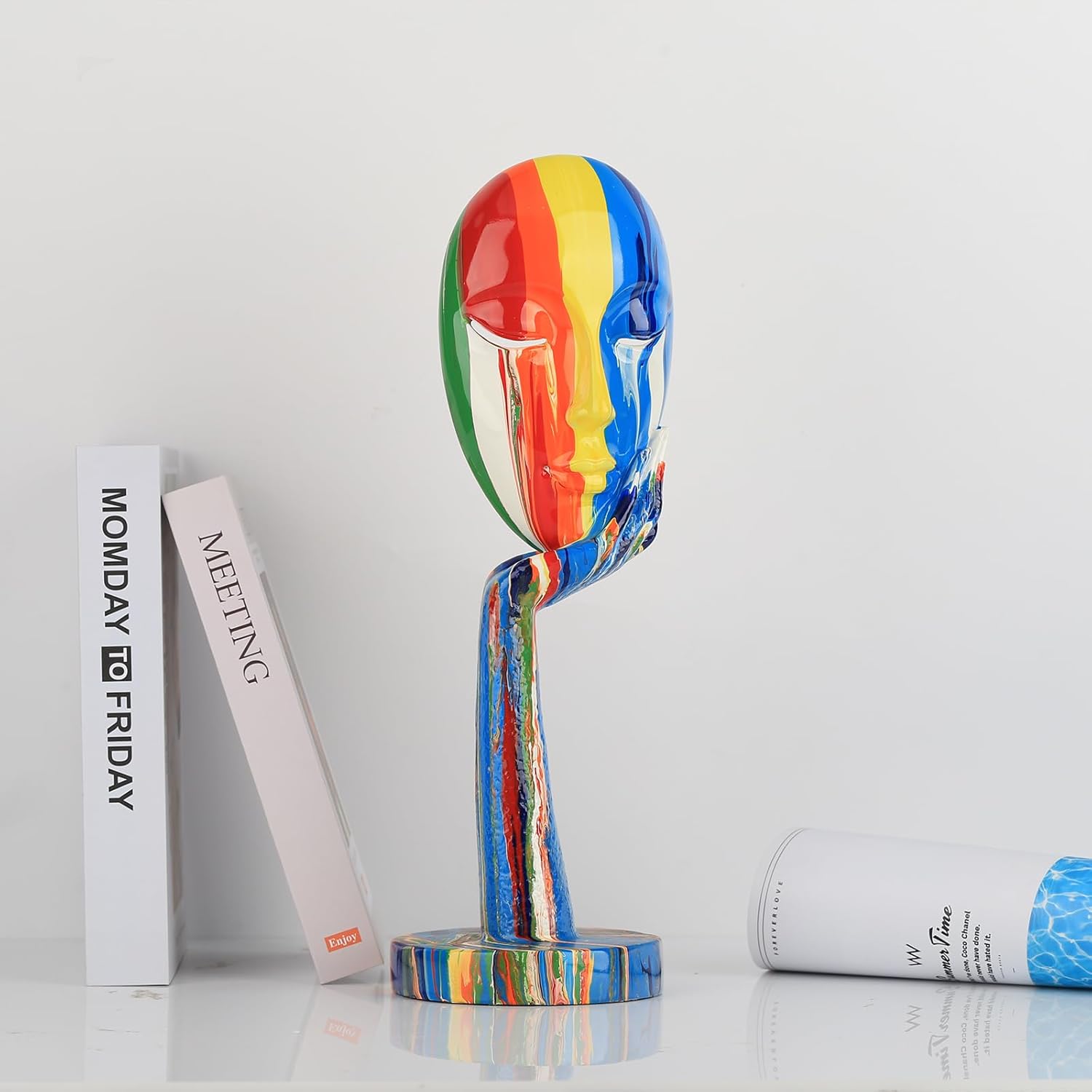 Thumbnail 1 de Statue créative colorée de femme (taille L) – sculpture abstraite pour décoration moderne de bureau ou chambre