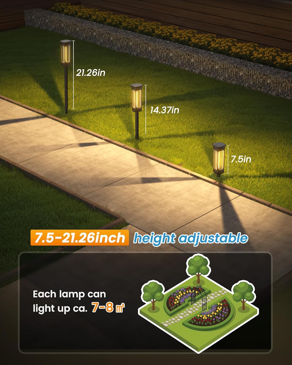 Thumbnail 3 de VOLISUN Solar Lights Outdoor Garden — 8 Pack Silicone Filament Pathway Lights