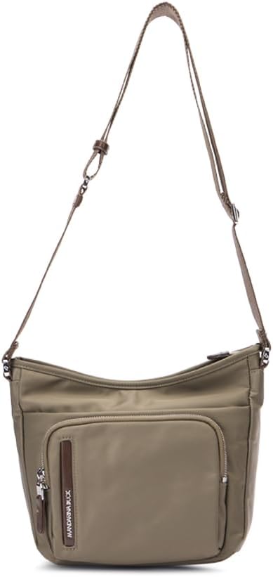 Detalle de Mandarina Duck Hunter Crossover, Femme — sac crossover en nylon brillant avec détails en cuir synthétique