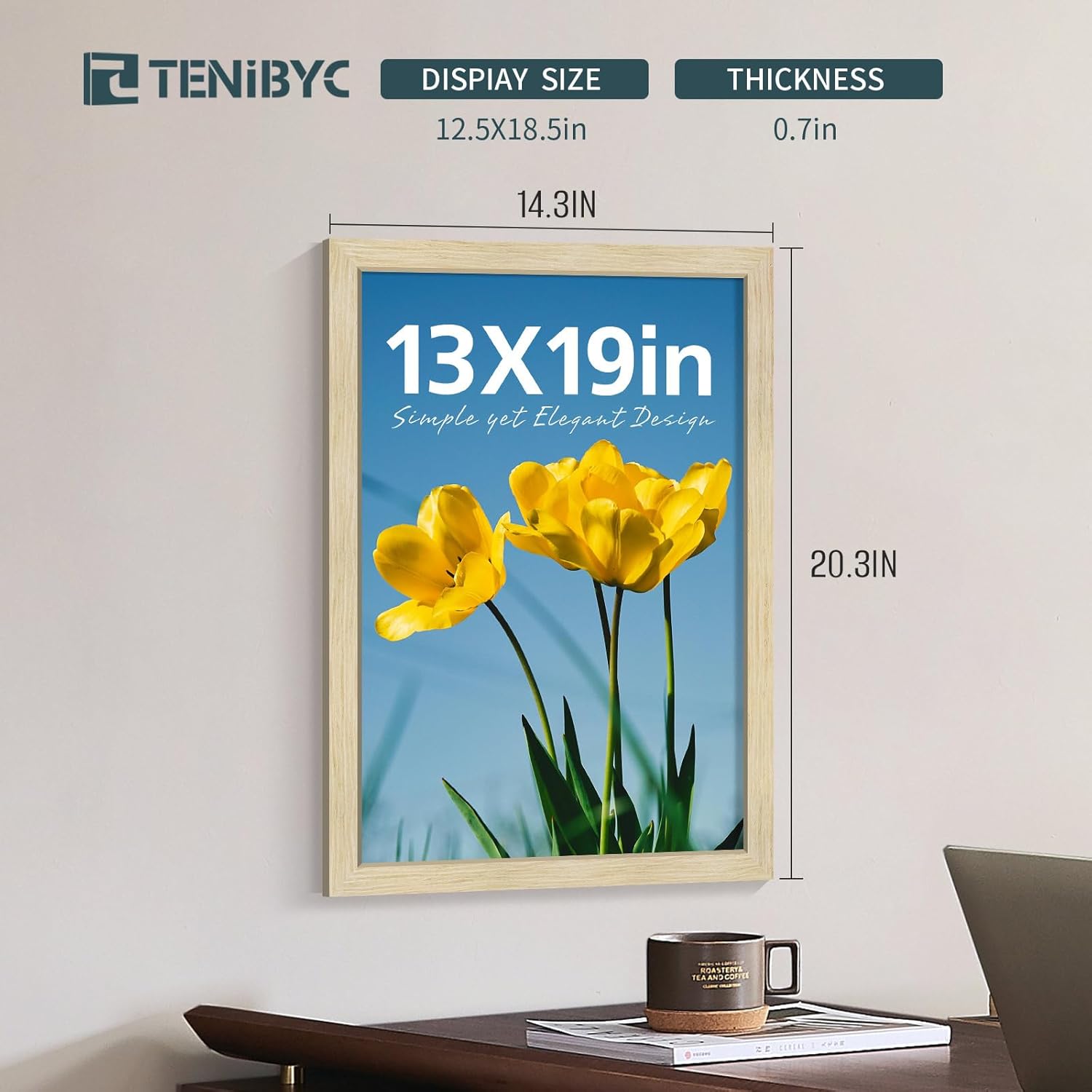 Detalle 2 de TENIBYC 13x19 Picture Frames Set - 3 Pack in Natural Oak