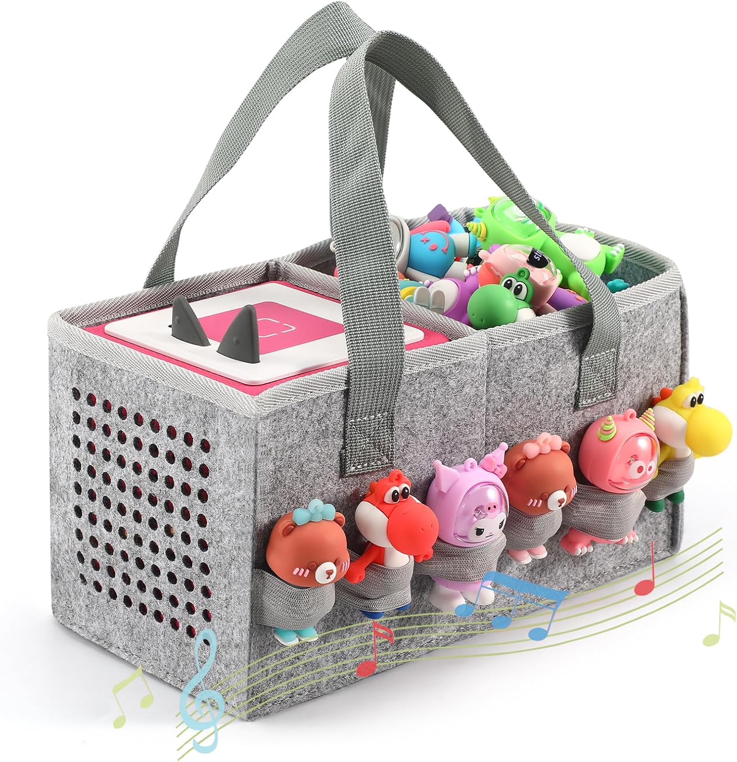 Detalle de Piaclen Carrying Case for Toniebox Audio Player & Figurines Starter Set (Felt Organizer Bag) — Grey