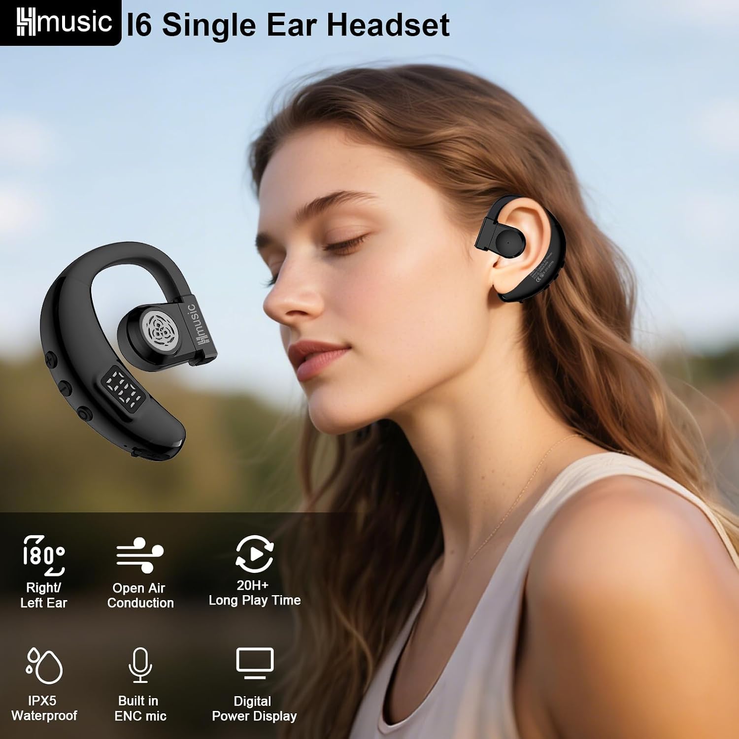 Thumbnail 1 de Hmusic V5.4 Bluetooth headset 20Hrs talking
