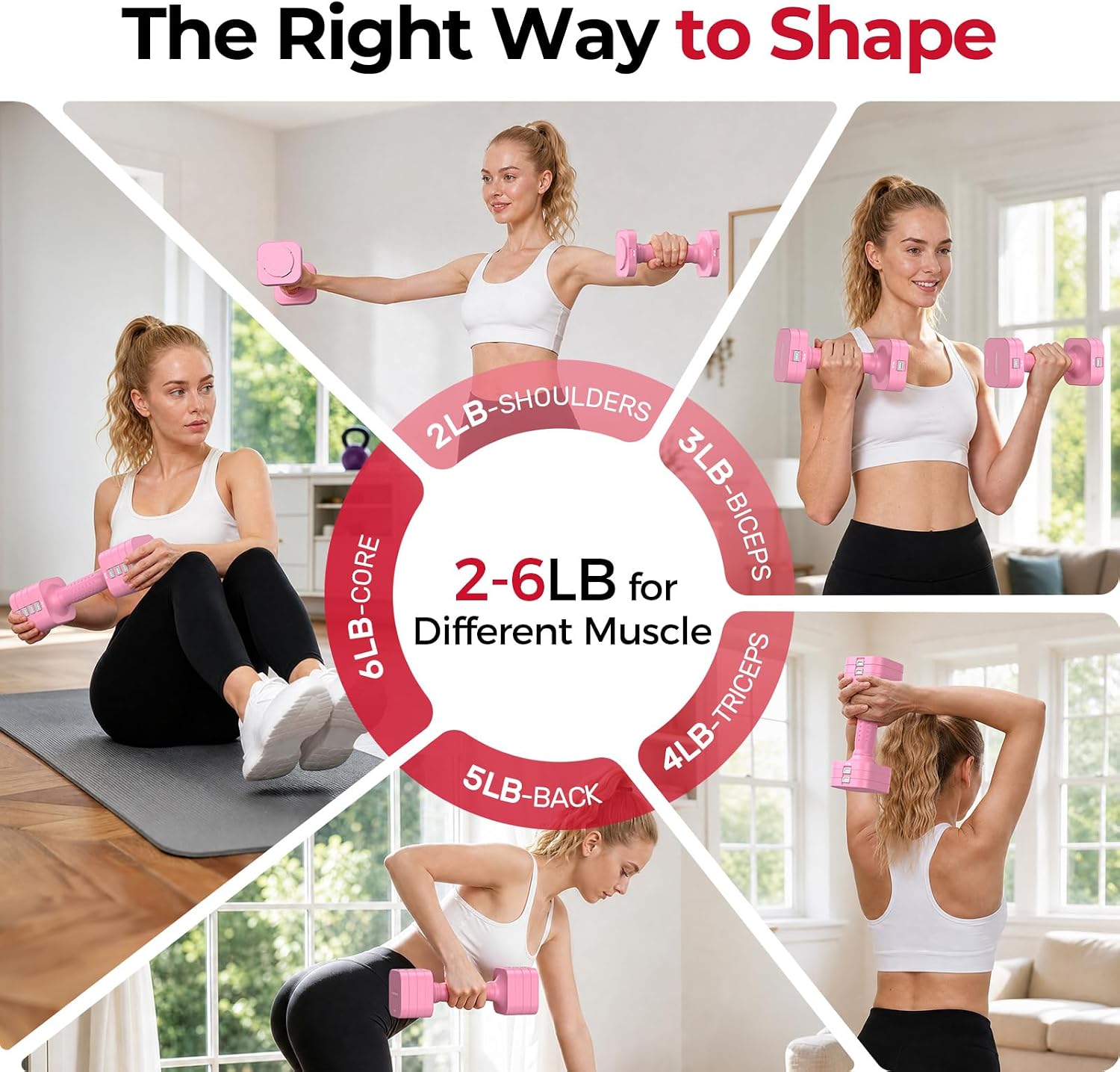 Detalle 2 de FEIERDUN Adjustable Dumbbell Set, 6LB
