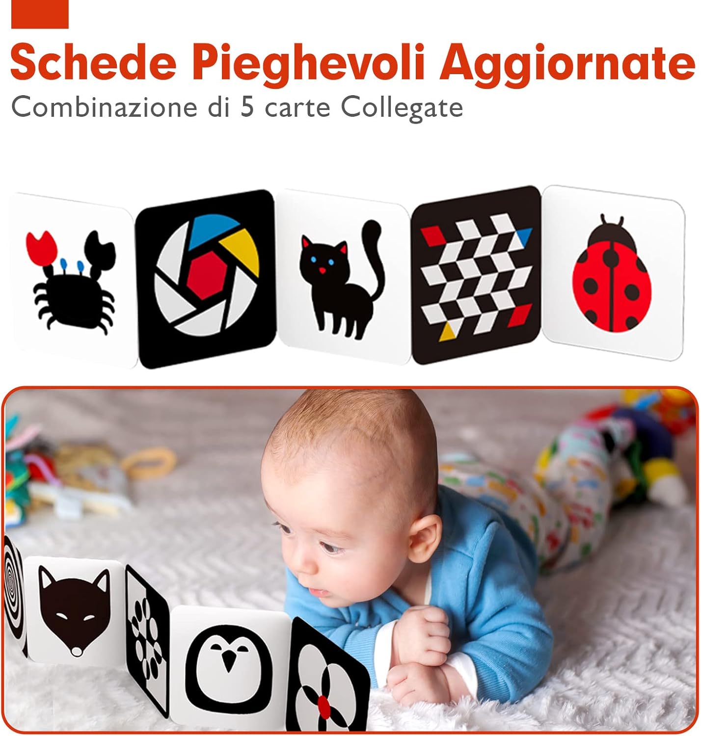 Thumbnail 2 de hahaland Flash Cards per Neonato in bianco e nero per Tummy Time, 20 pezzi (40 immagini) 0-6 mesi