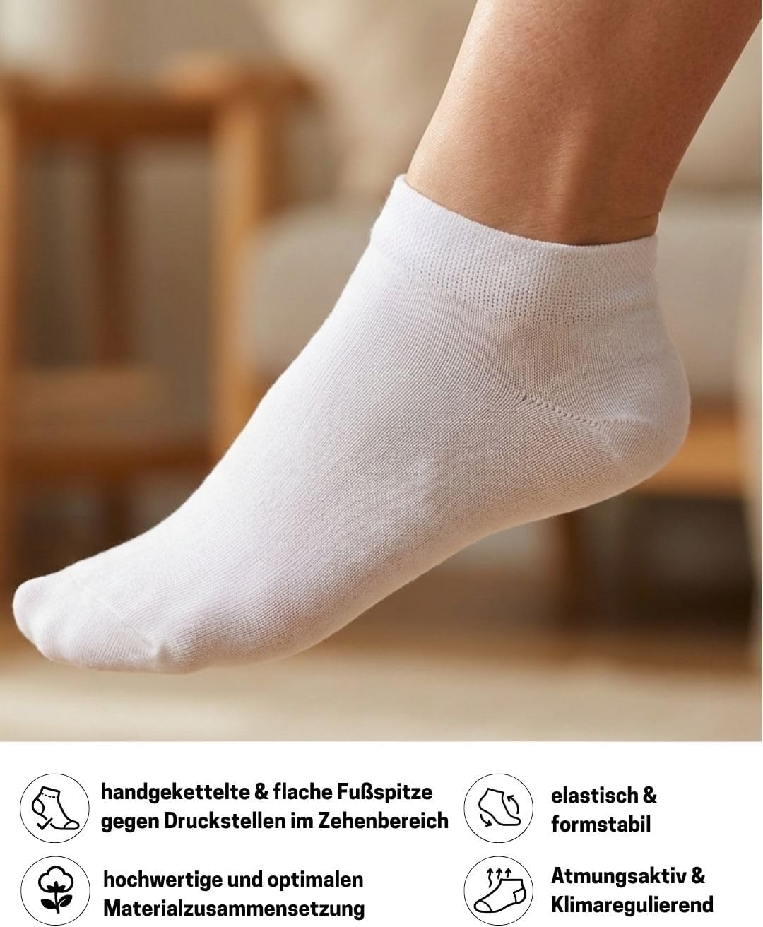 Detalle de sockenkauf24 10 Paar Diabetiker Sneaker Socken ohne Gummibund & ohne Naht