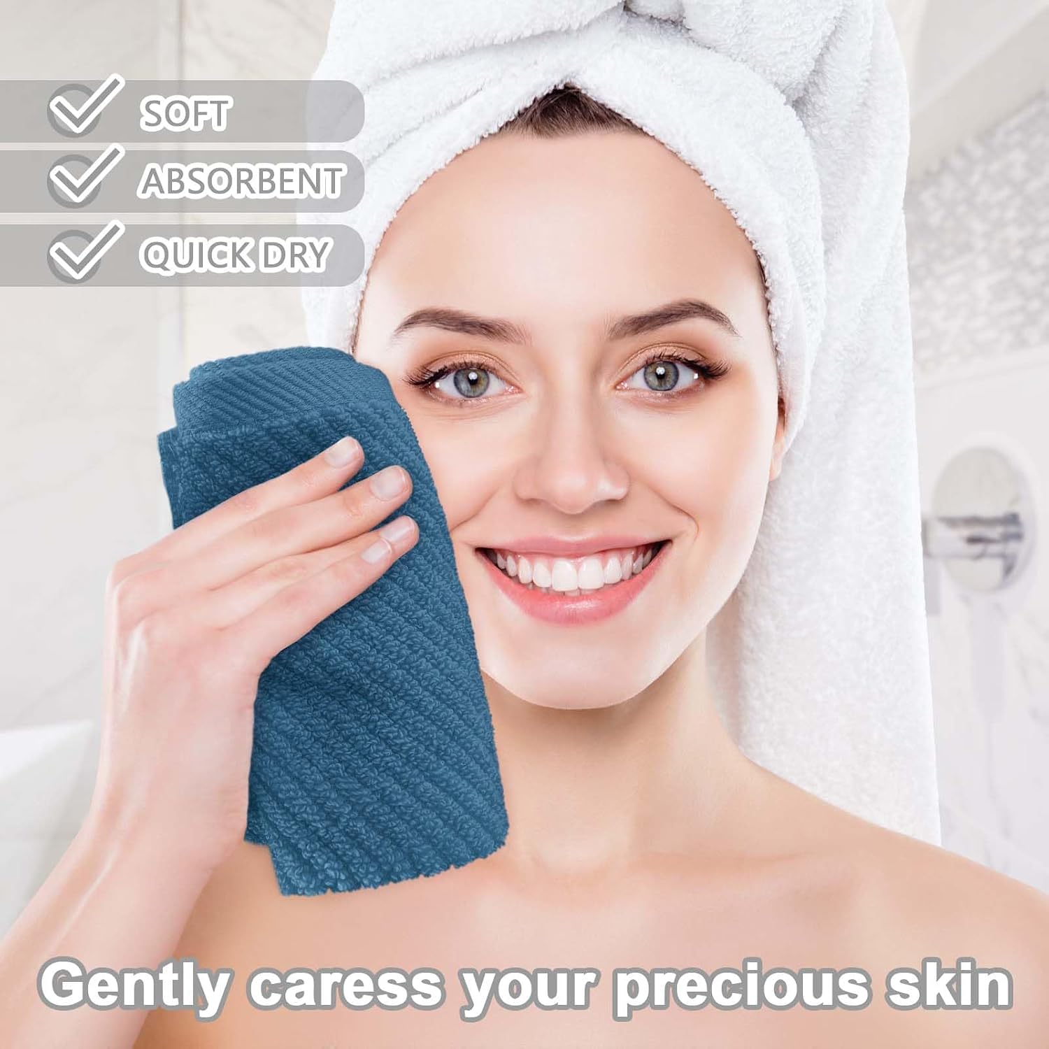 Detalle 2 de Blue Washcloths 6 Pack 13"x13"