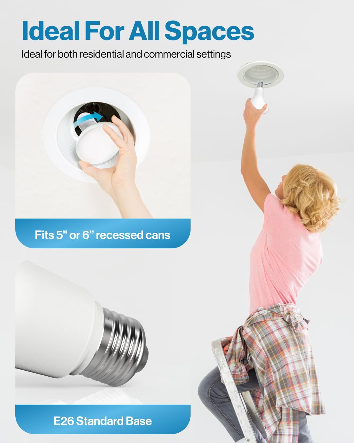 Detalle 2 de Sunco Lighting BR30-11W-4K-12PK BR30 LED Flood Bulbs, 4000K, Dimmable
