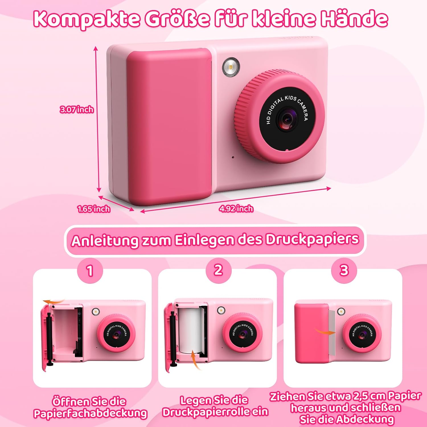 Thumbnail 6 de uleway Kinder-Sofortbildkamera mit 2,4" Bildschirm, 32GB Karte & Sofortdruck (Rosa)