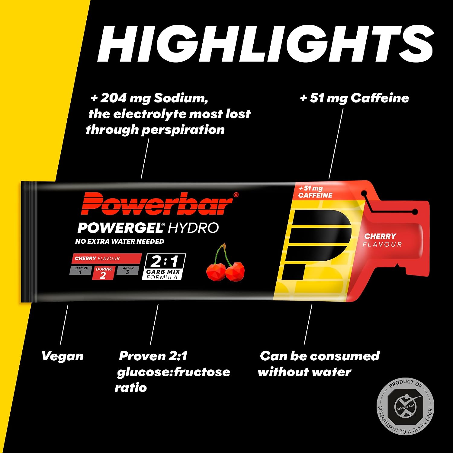 Detalle de PowerGel Hydro Cherry (24 x 67ml): High Carb Energy Gel with Sodium – 51mg Caffeine