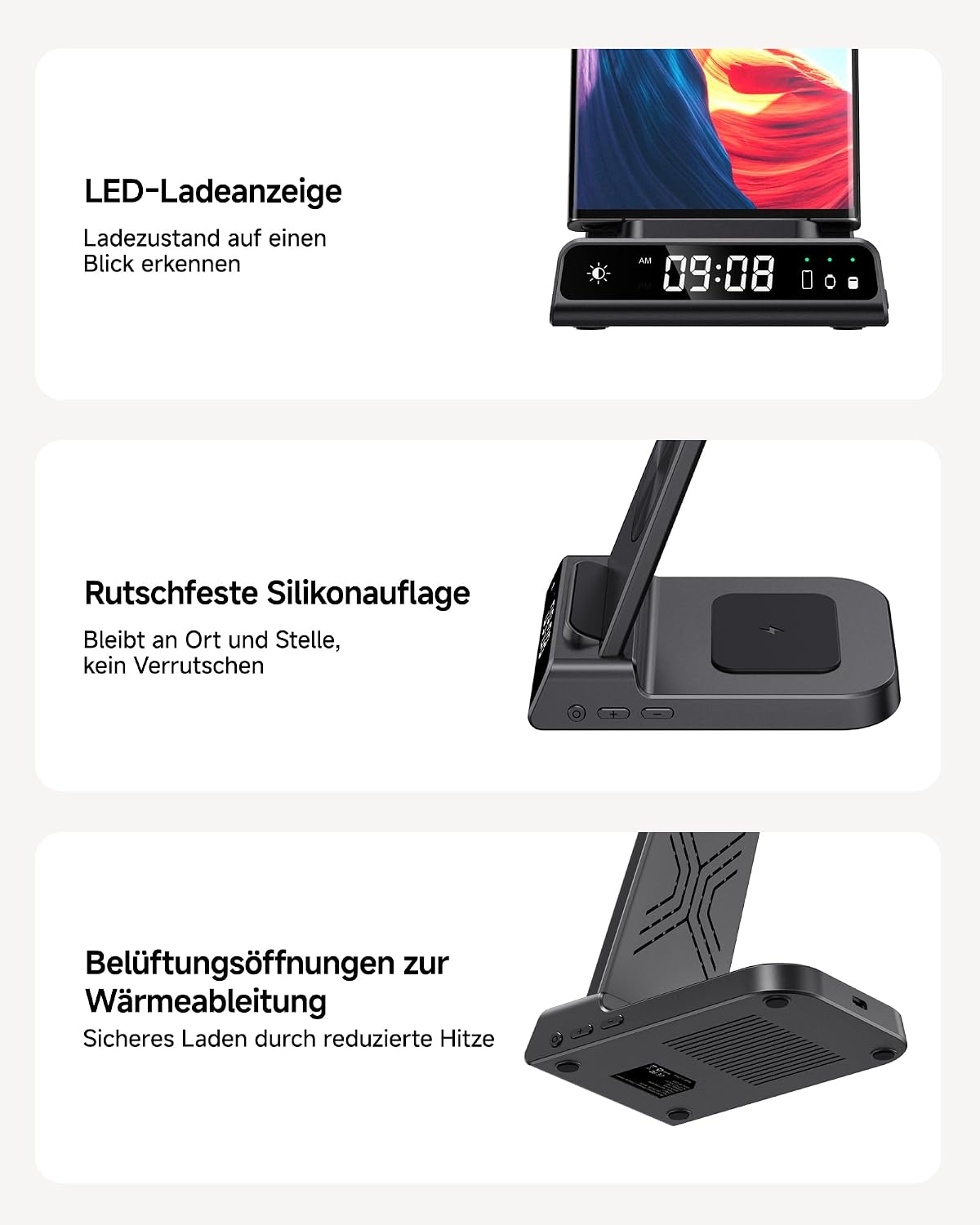 Thumbnail 4 de Induktive Ladestation 3‑in‑1 für Samsung S25 Ultra
