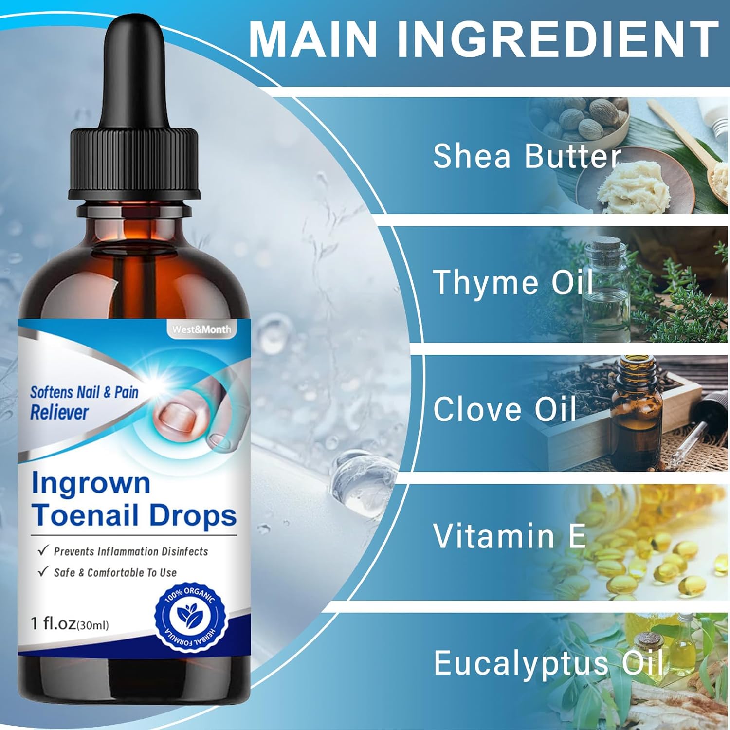 Detalle de Liquido riparatore per unghie piedi 30 ml: olio/cura con contagocce per unghie incarnite