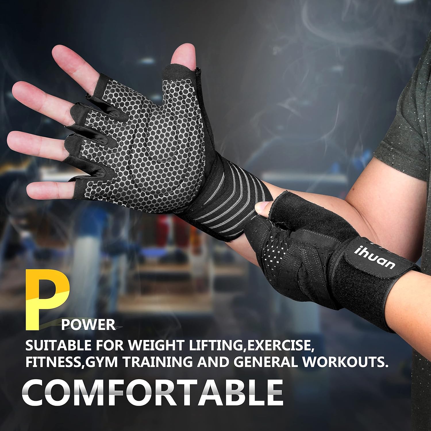 Detalle de ihuan Ventilated Weight Lifting Gloves with Wrist Wraps