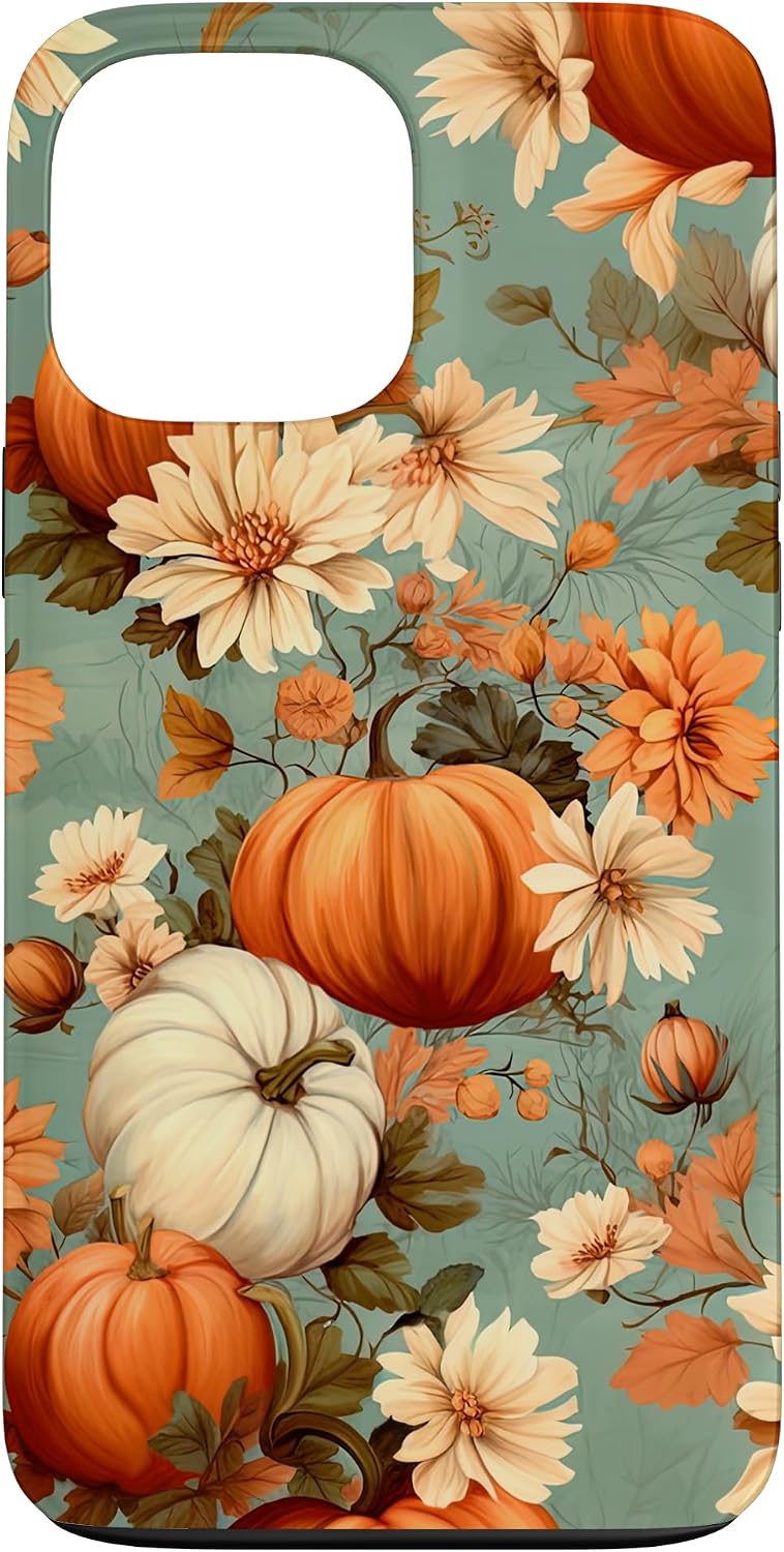Detalle de Halil GeiBler iPhone 13 Pro Max Case with Autumn Floral Pumpkin Design