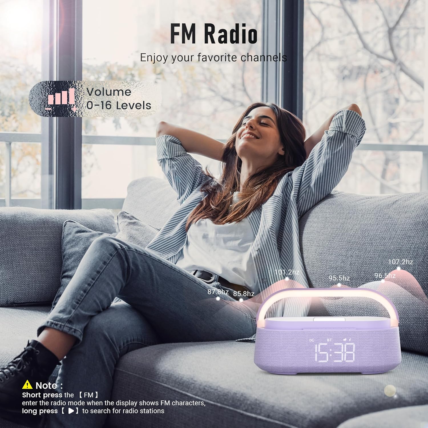Thumbnail 6 de FREEFISH Bluetooth Speaker with Wireless Charger and FM Radio – alarm clock with 15W wireless charging