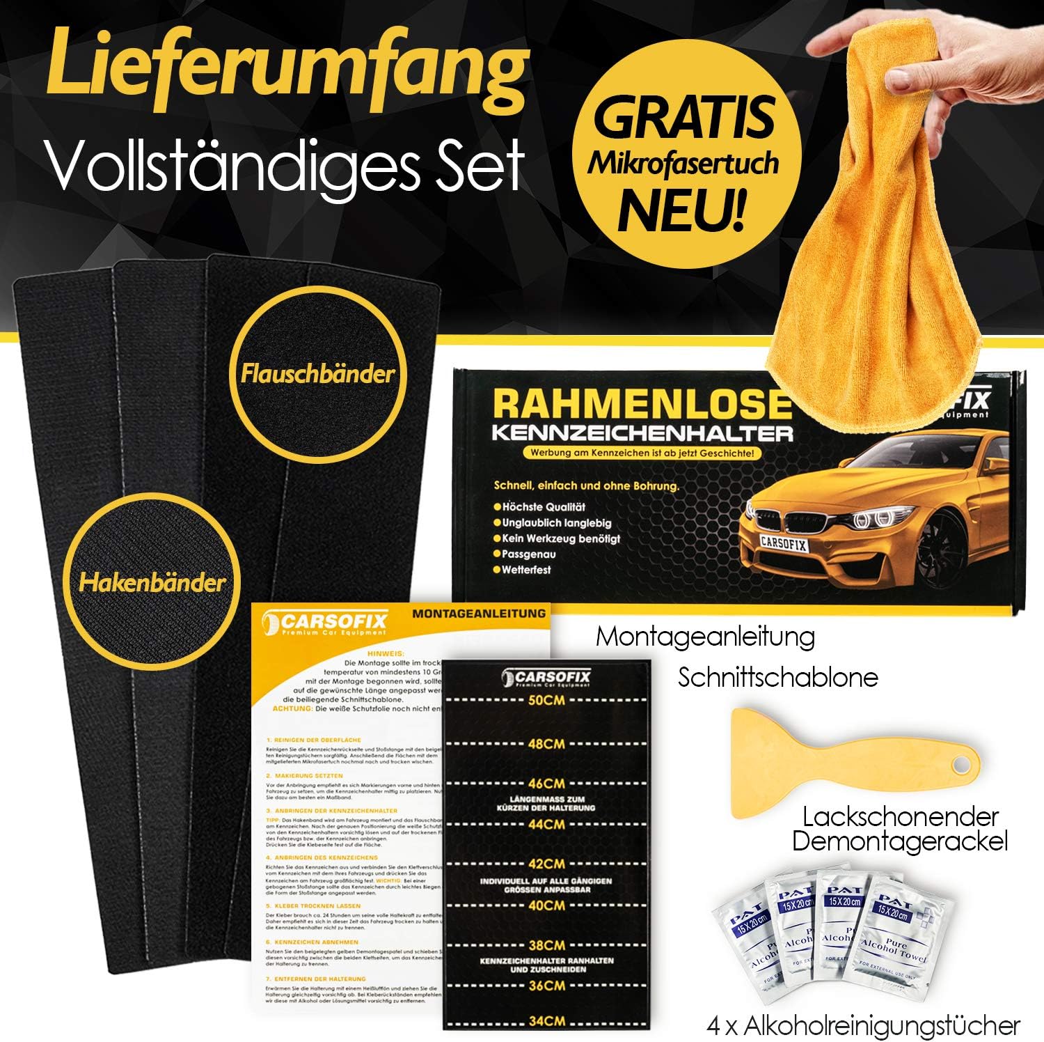 Detalle 2 de CARSOFIX Kennzeichenhalter Rahmenlos mit Klett