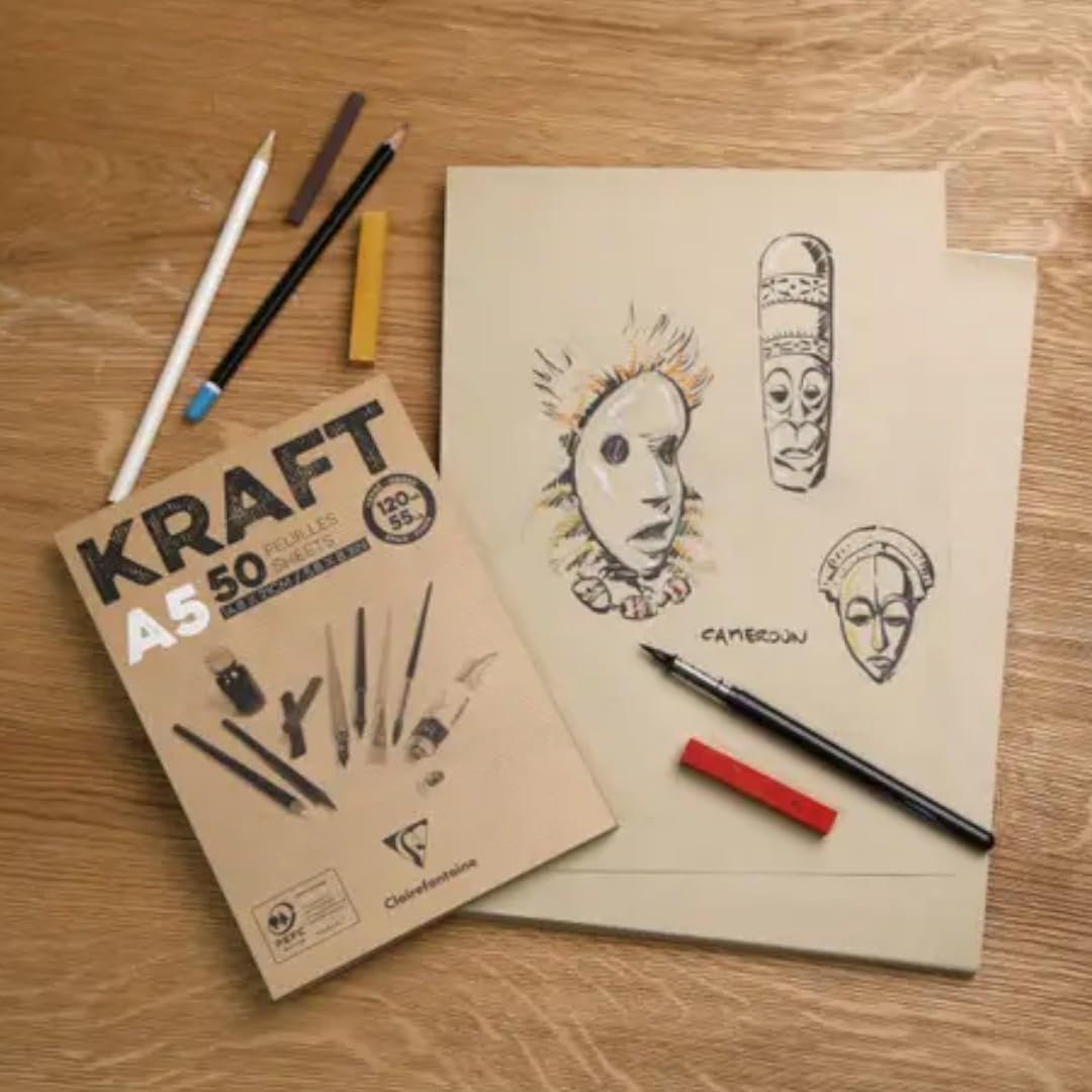 Detalle 2 de Clairefontaine 975816C - Bloc de papel kraft A3, 50 hojas, doble cara ✏