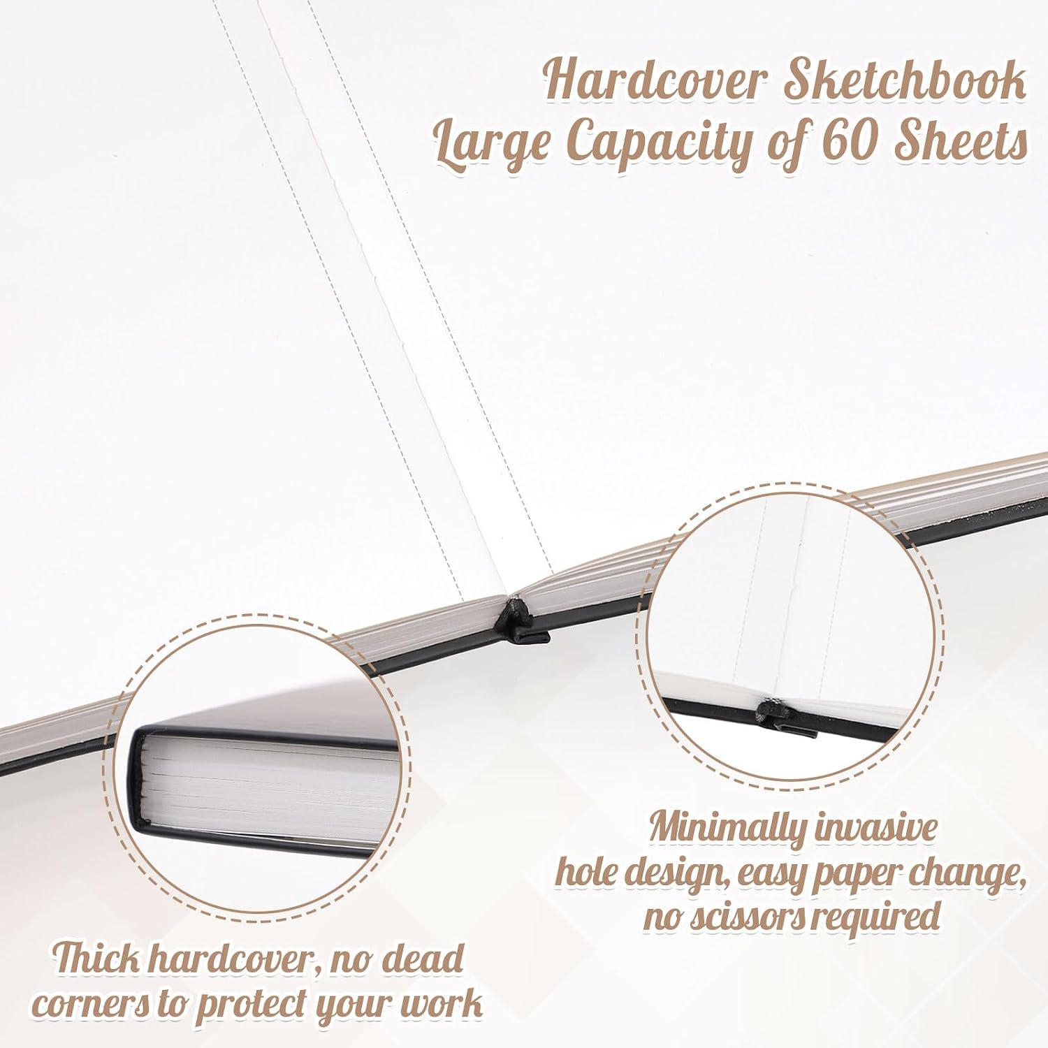 Detalle 2 de Square Sketch Book Hardback (20 x 20 cm) with 200GSM Thick Paper – 60 Sheets / 120 Pages