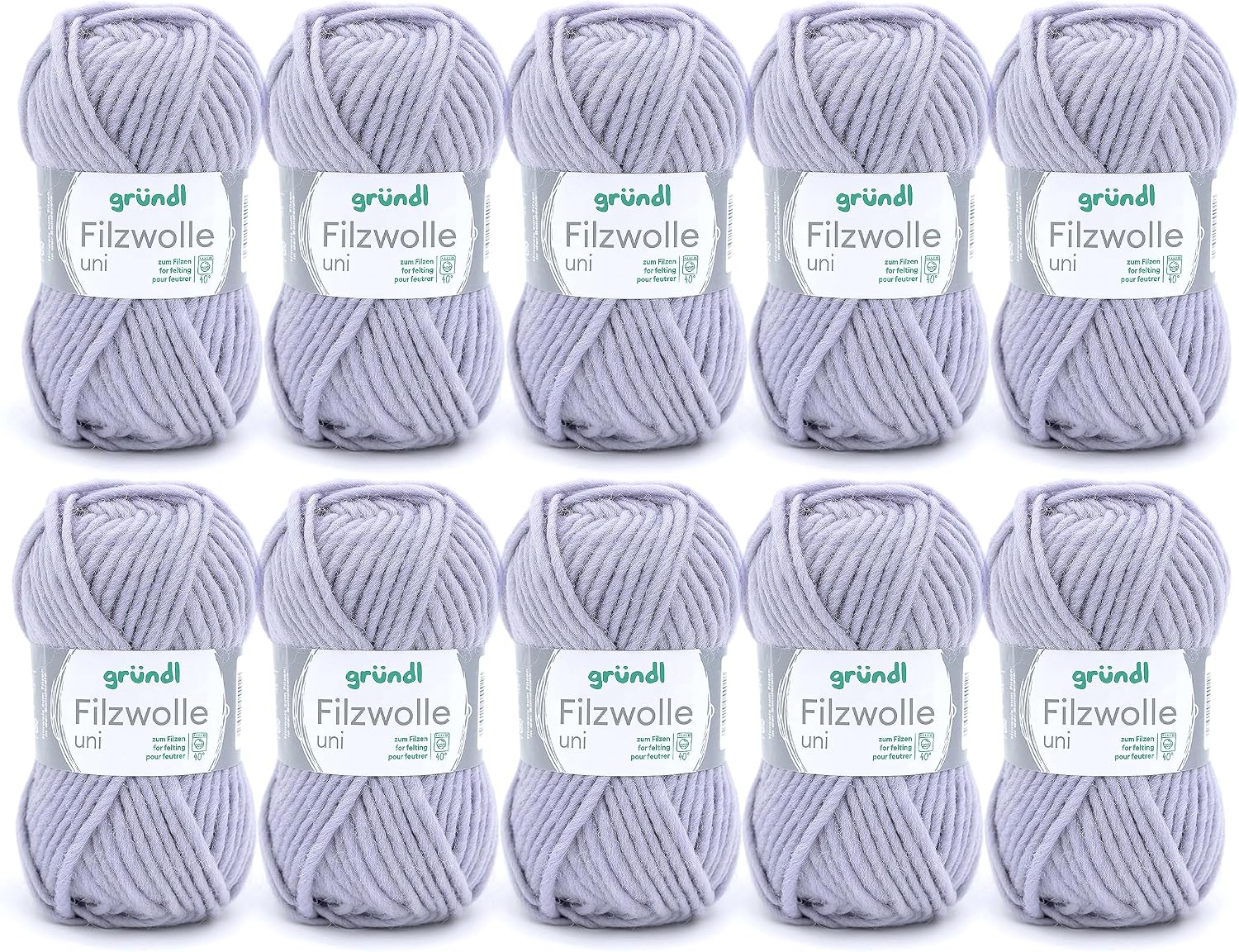 Thumbnail 3 de Gründl Uni włóczka filcowa, 10 × 50 g, 100% żywa wełna, fuksja