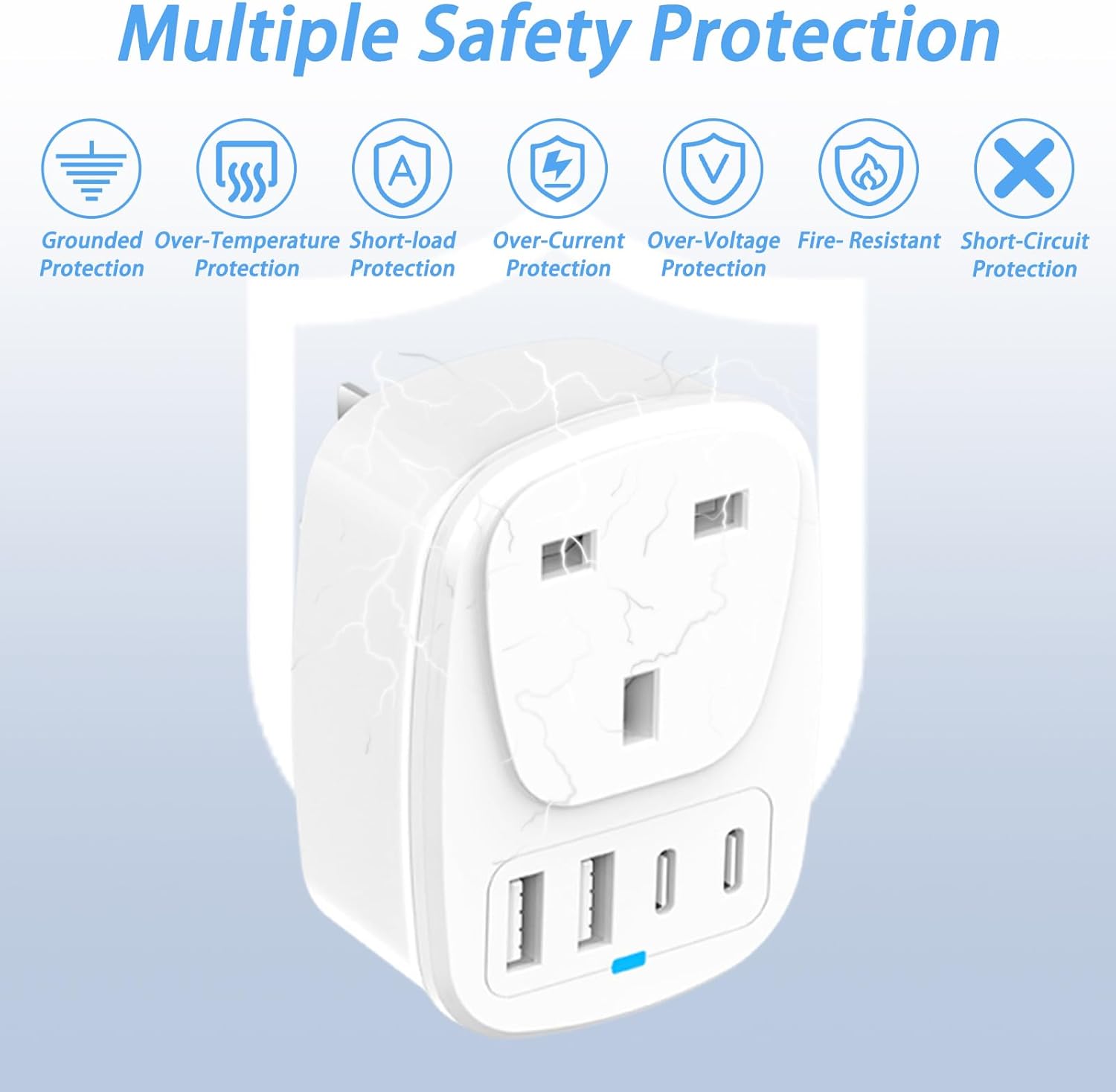 Thumbnail 5 de Hao Zhu UK to US Plug Adapter with 4 Ports and 20W PD – Travel Hub