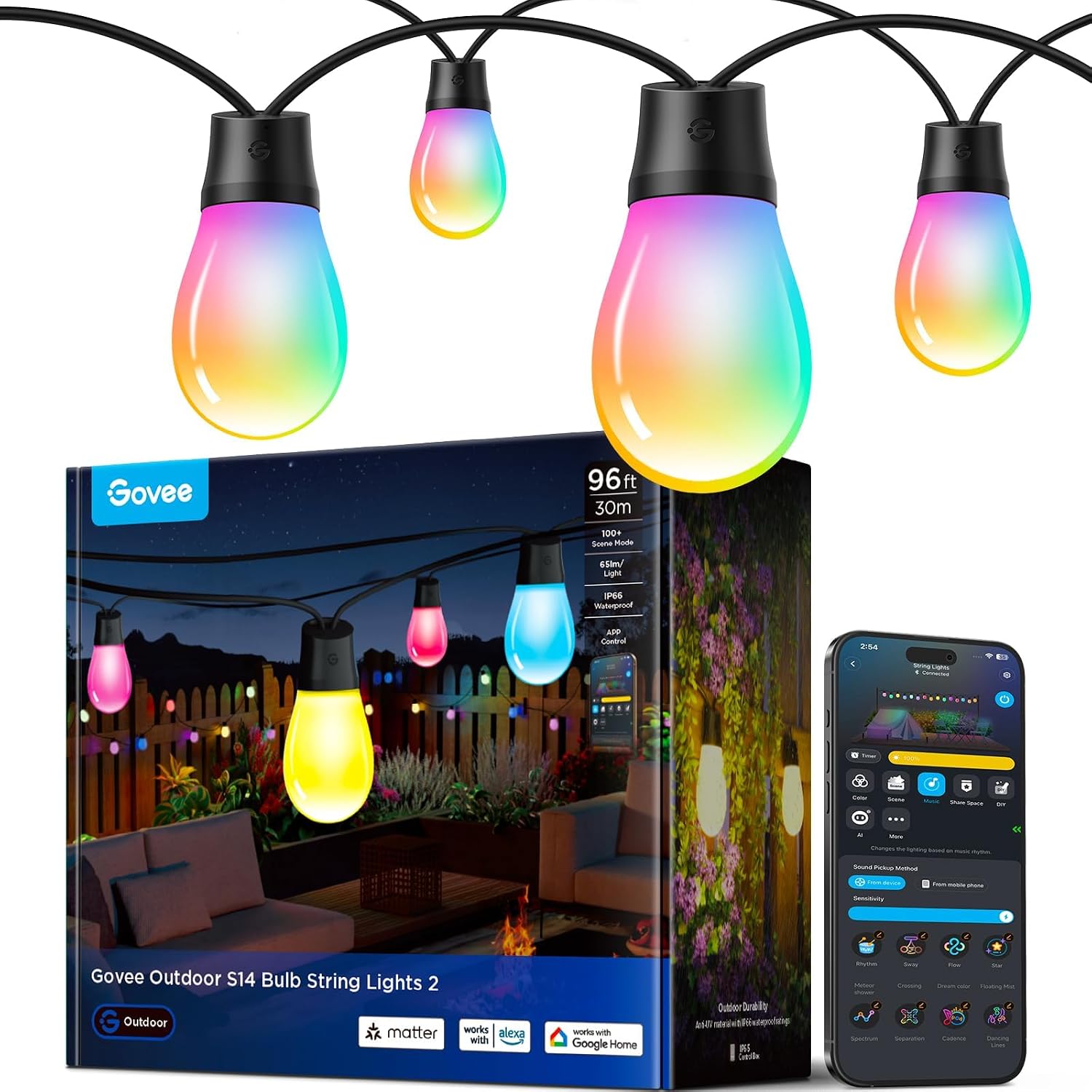 Detalle de Govee Outdoor String Lights, 96 ft