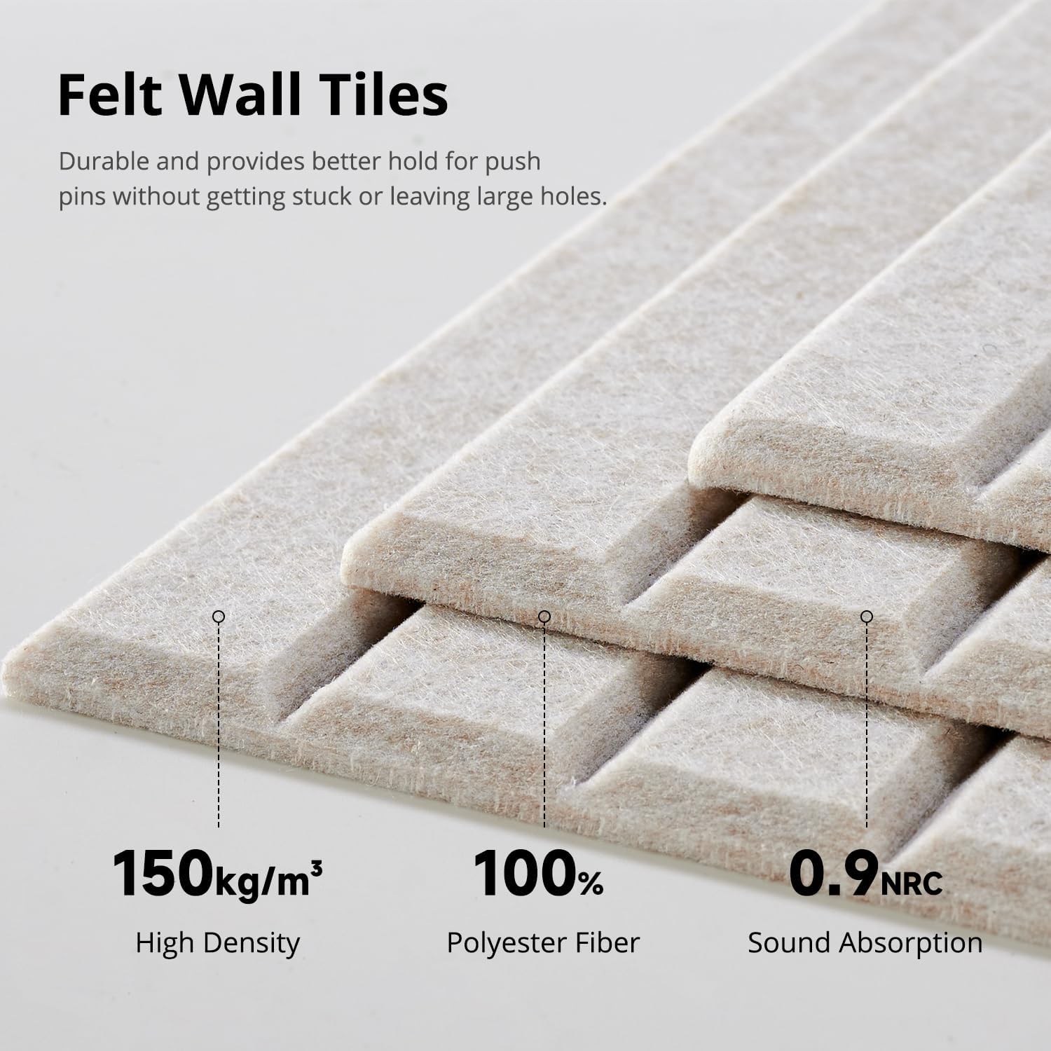 Detalle 2 de Woovio 36" × 24" Felt Bulletin Board, Oatmeal, 6-Pack