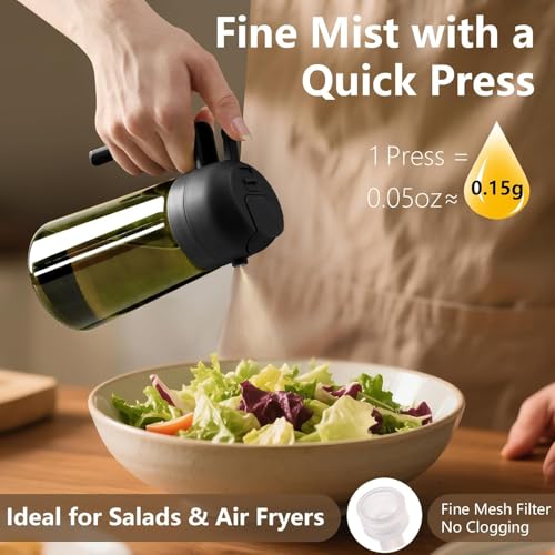 Detalle de SWEET VIEW Aceitera Spray Pulverizador y Dispensador de 470 ml: 2 en 1 para controlar la grasa en cocina