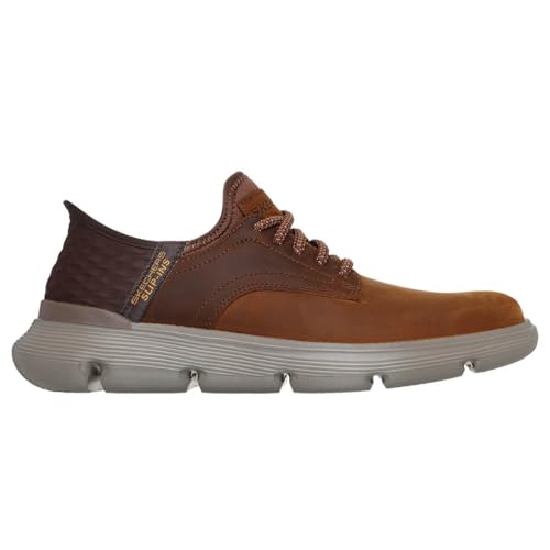 Detalle de Skechers Men's Garza Gervin Trainer – Brown, Wide Fit UK