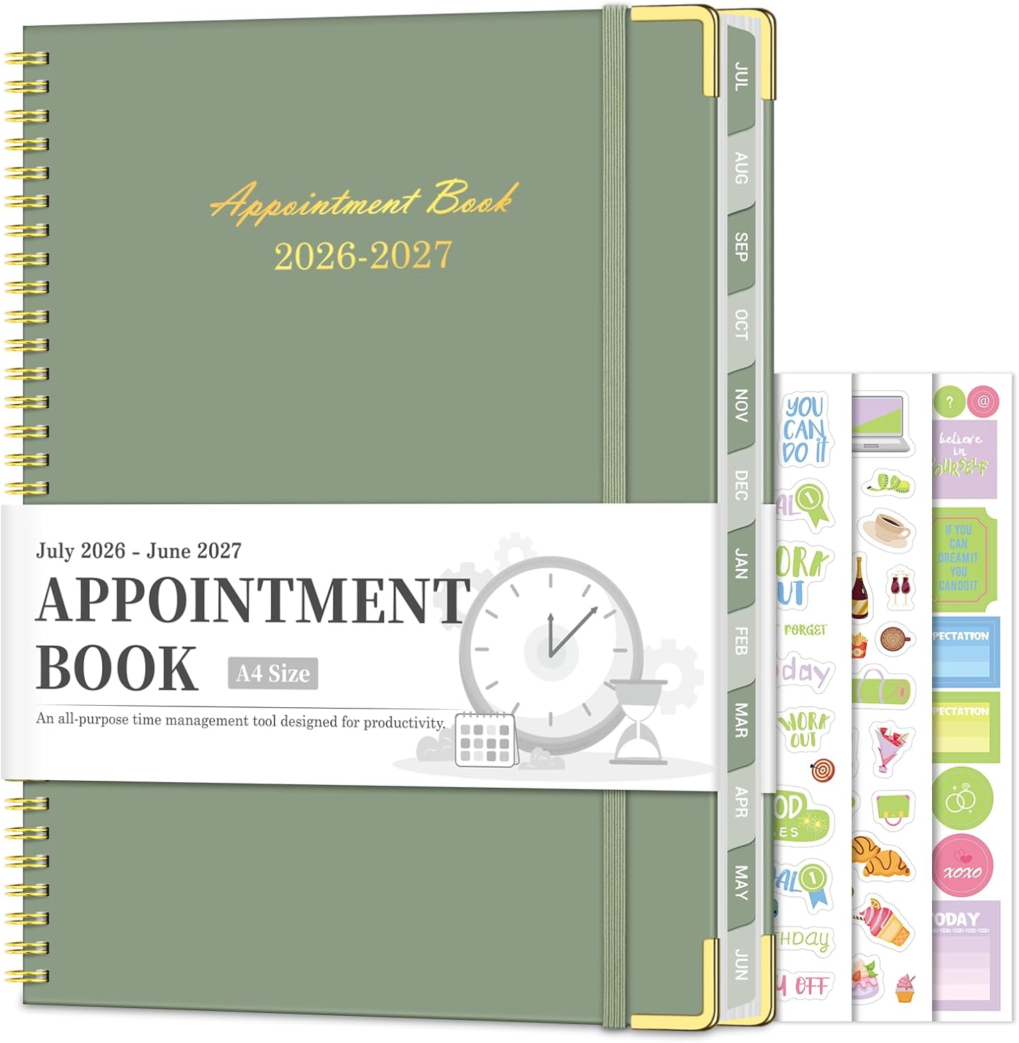 Detalle de Homlive Appointment Book 2026-2027, 30-Minute Weekly Planner, 8.5" × 11", Green