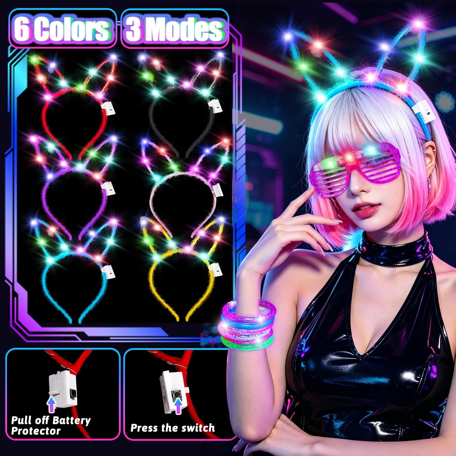 Thumbnail 3 de 156Pcs Glow in the Dark Party Supplies for Kids & Adults: Light Up Accessories Pack