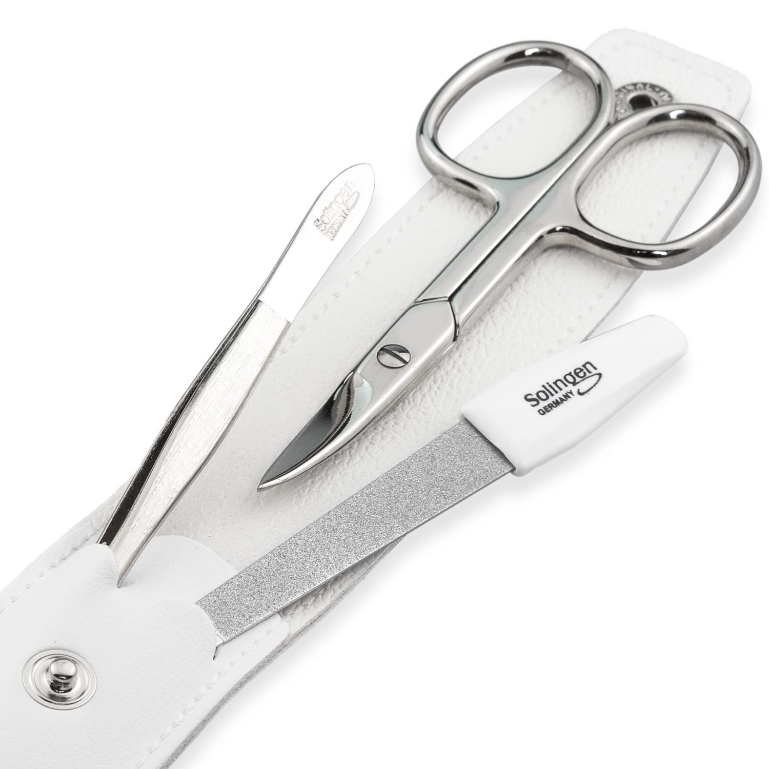 Thumbnail 5 de marQus Nagelschere & Pinzetten Set (3-teilig) mit Feile aus Solingen – Reise-Nageletui, klassisch weiß