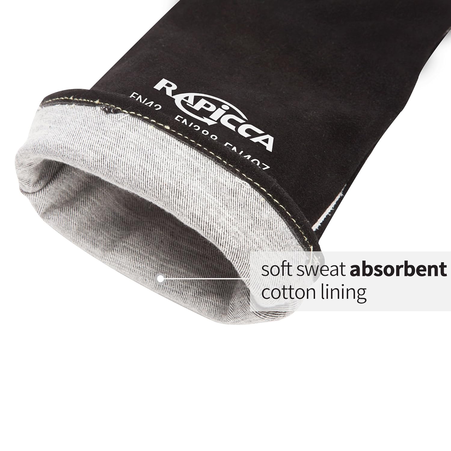 Thumbnail 6 de RAPICCA Welding Gloves Fire Heat Resistant (Black, 16in) – Double-layer fireproof leather for MIG, Stick & forge work