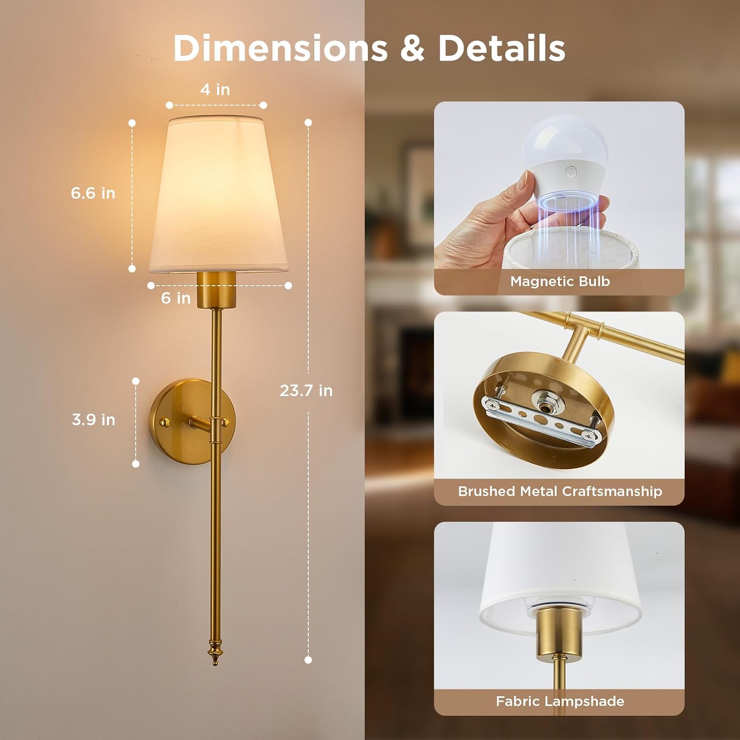 Thumbnail 6 de Brightown Battery-Operated Wall Sconces, Set of Two