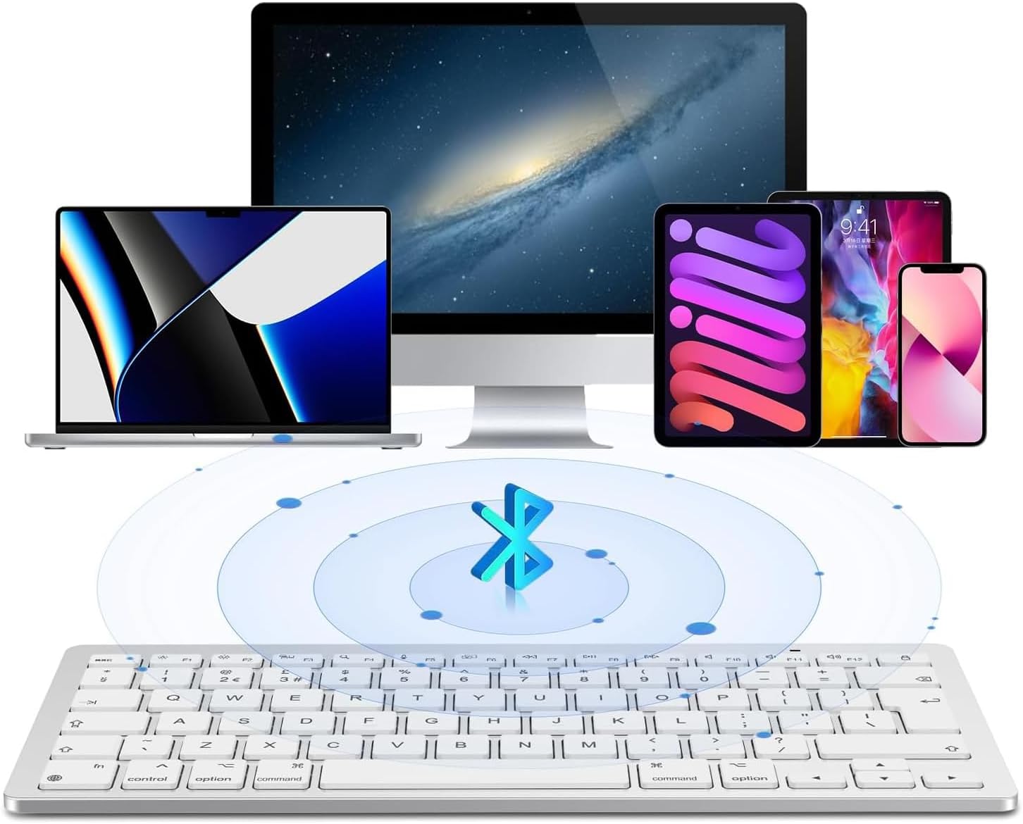 Detalle 2 de OMOTON Ultra-Slim Bluetooth Keyboard and Mouse 10m