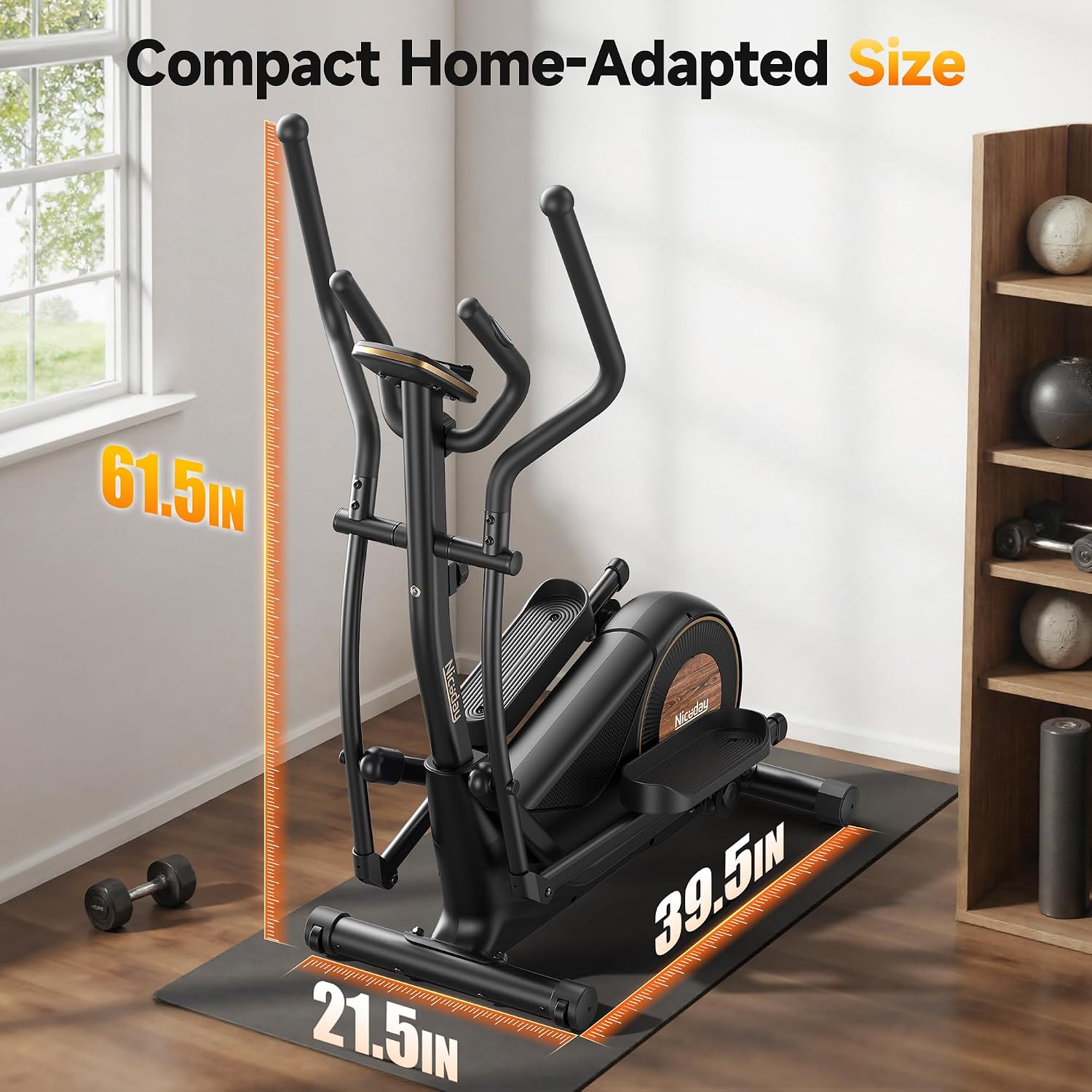 Detalle de Niceday CT11S-18-Black Elliptical Machine, 18-Inch Stride, 16 Resistance Levels