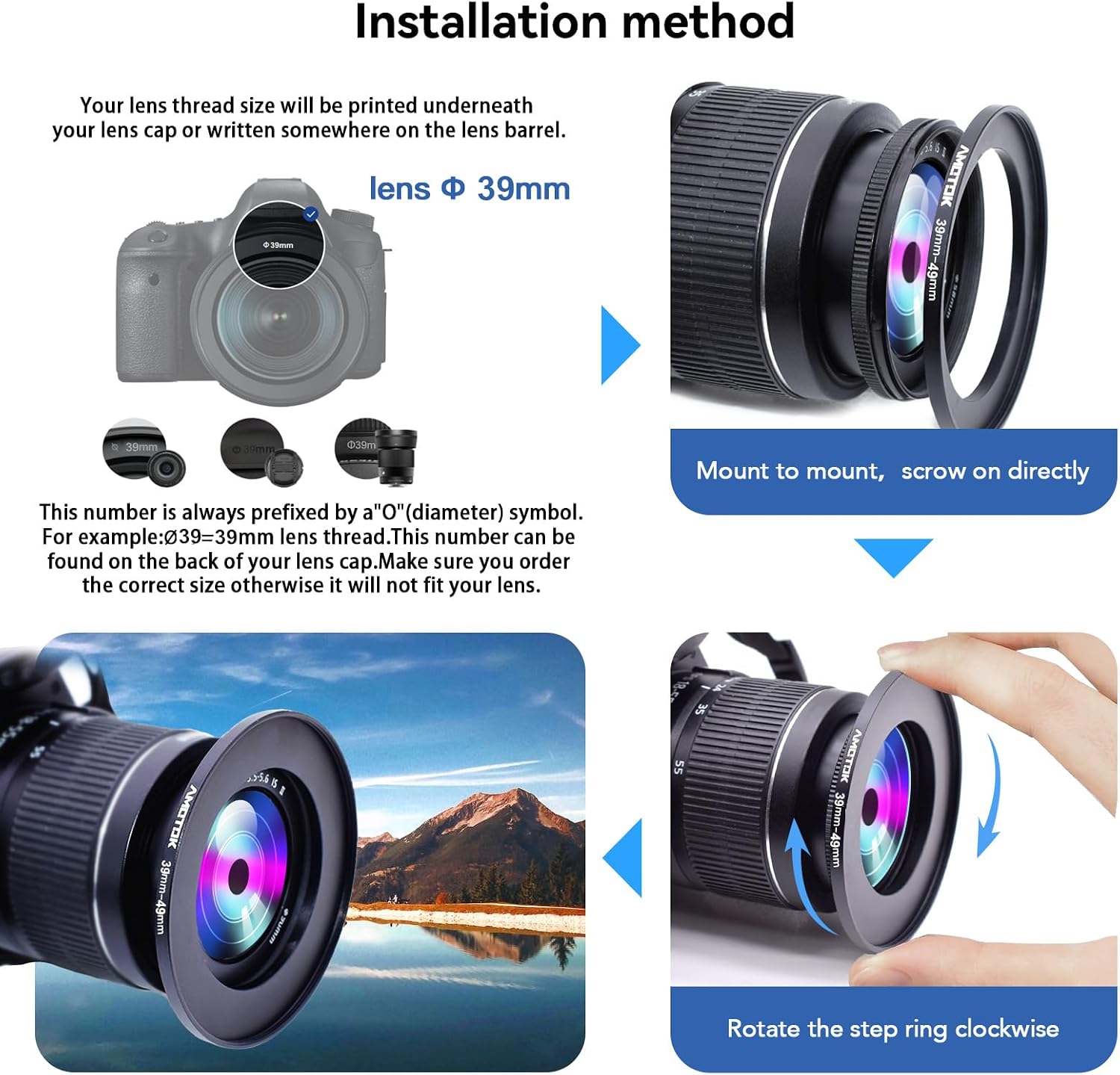 Thumbnail 4 de 39mm to 49mm Step-Up Adapter Ring for Filters