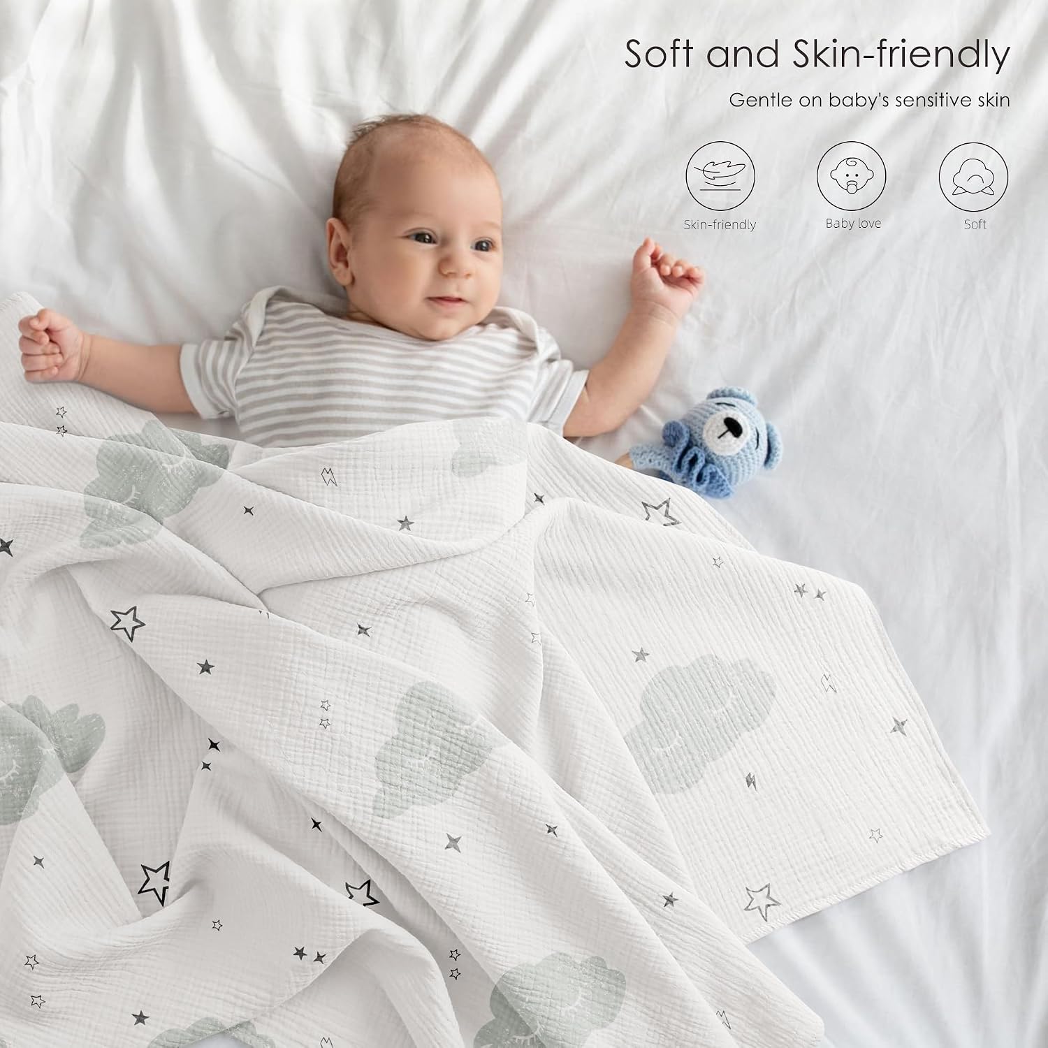 Detalle de Bearmoss Muslin Swaddle Blankets 96x100cm