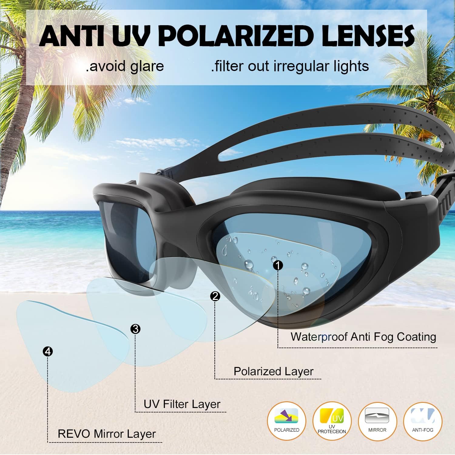 Detalle de Winline Schwimmbrille für Erwachsene & Jugendliche – Anti-Beschlag, UV-Schutz, wasserdicht mit weichen Nasenstegen