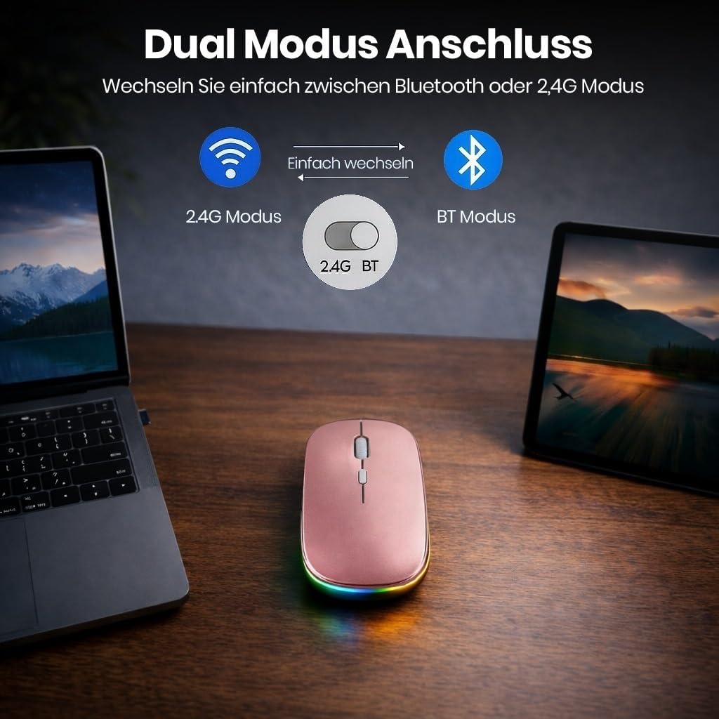 Detalle 2 de GLOBAL TECH Kabellose Bluetooth Maus Rosa