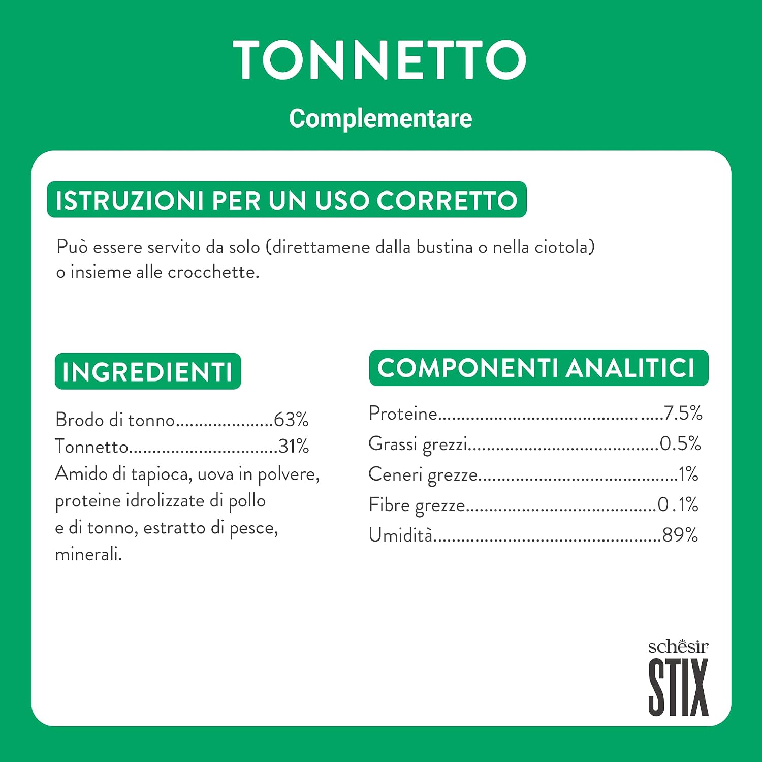 Detalle de Schesir Stix Tonnetto 12x6x15 g – Grain-free Fisch-Aperitif in Mini-Portionen