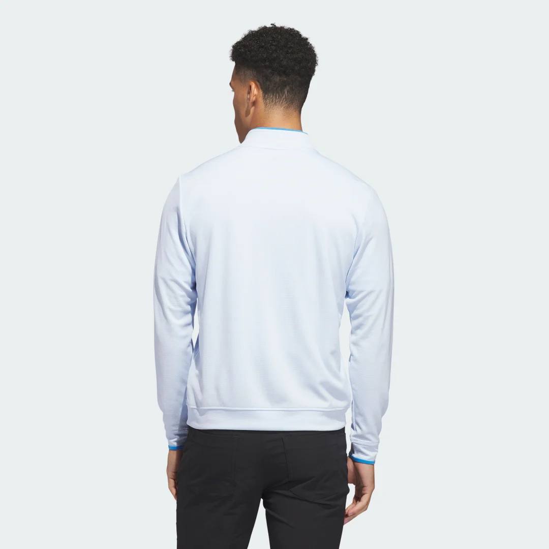 Detalle de Sudadera ligera con cremallera hasta el pecho de Adidas en azul