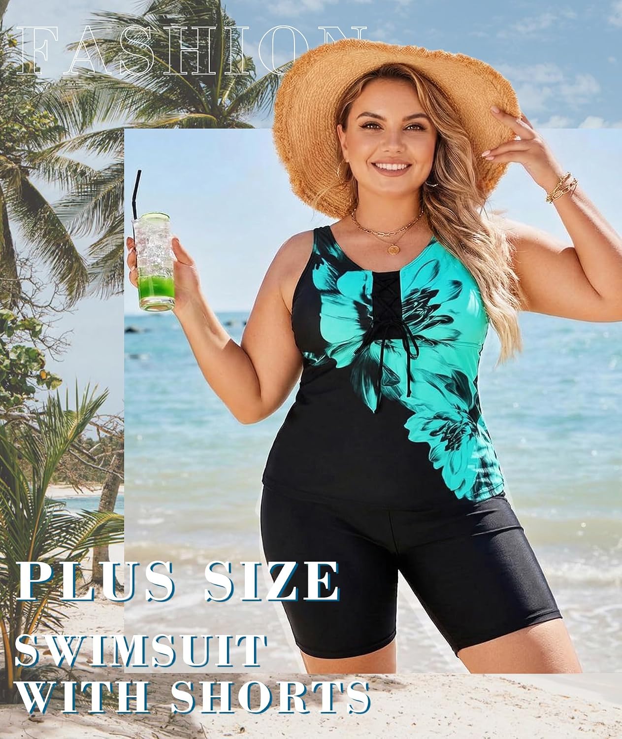 Detalle de LALAGEN Womens 2026 Plus Size Tankini Swimsuit with Rash Guard Capris (S-5X)